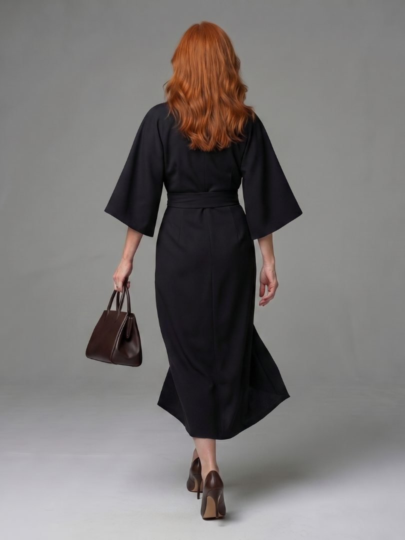 Dorvelli | Women's Midi Dress – Sculpted Waist Panel