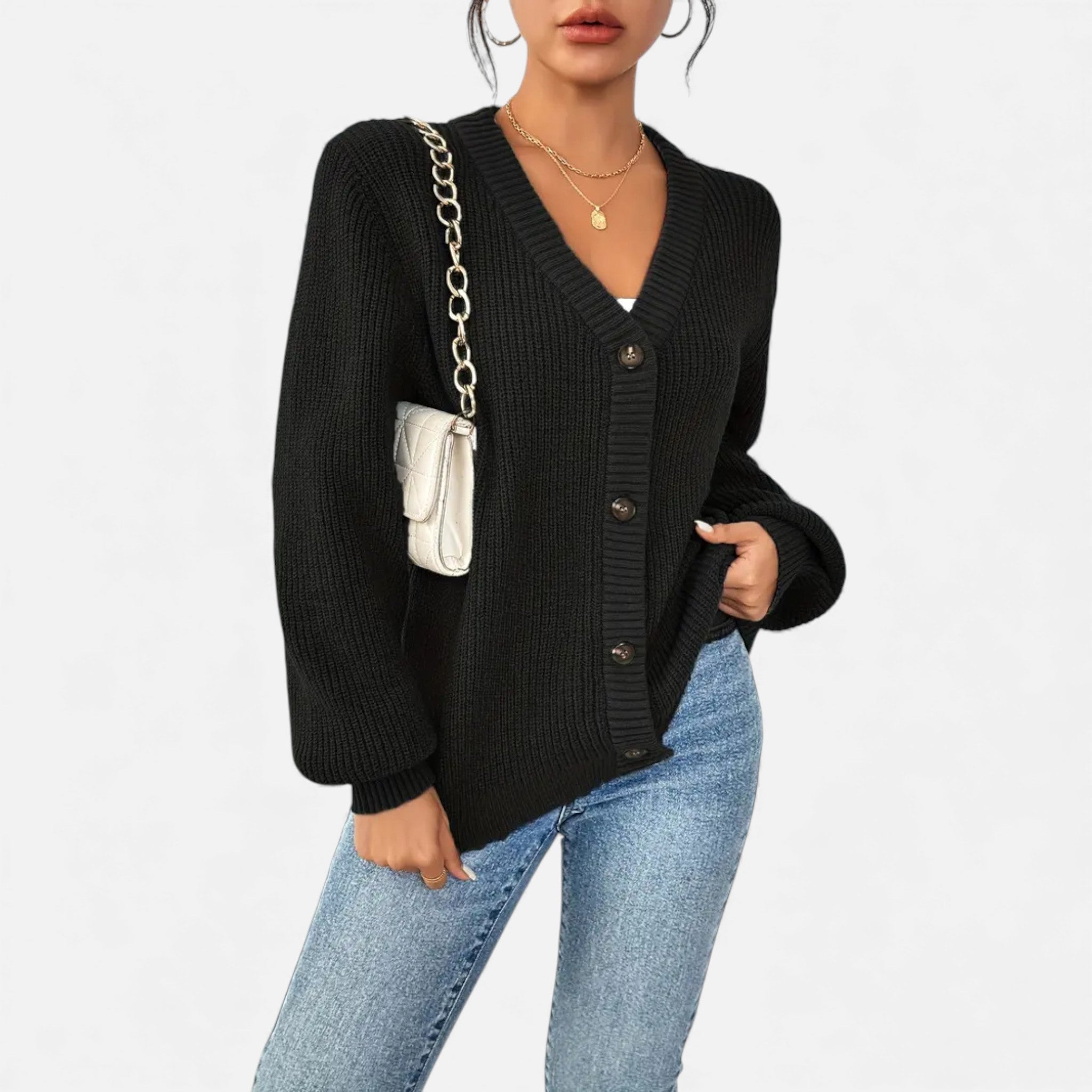 Dorvelli | Women’s Knitted Cardigan Sweater – Elegant Front-Button Design