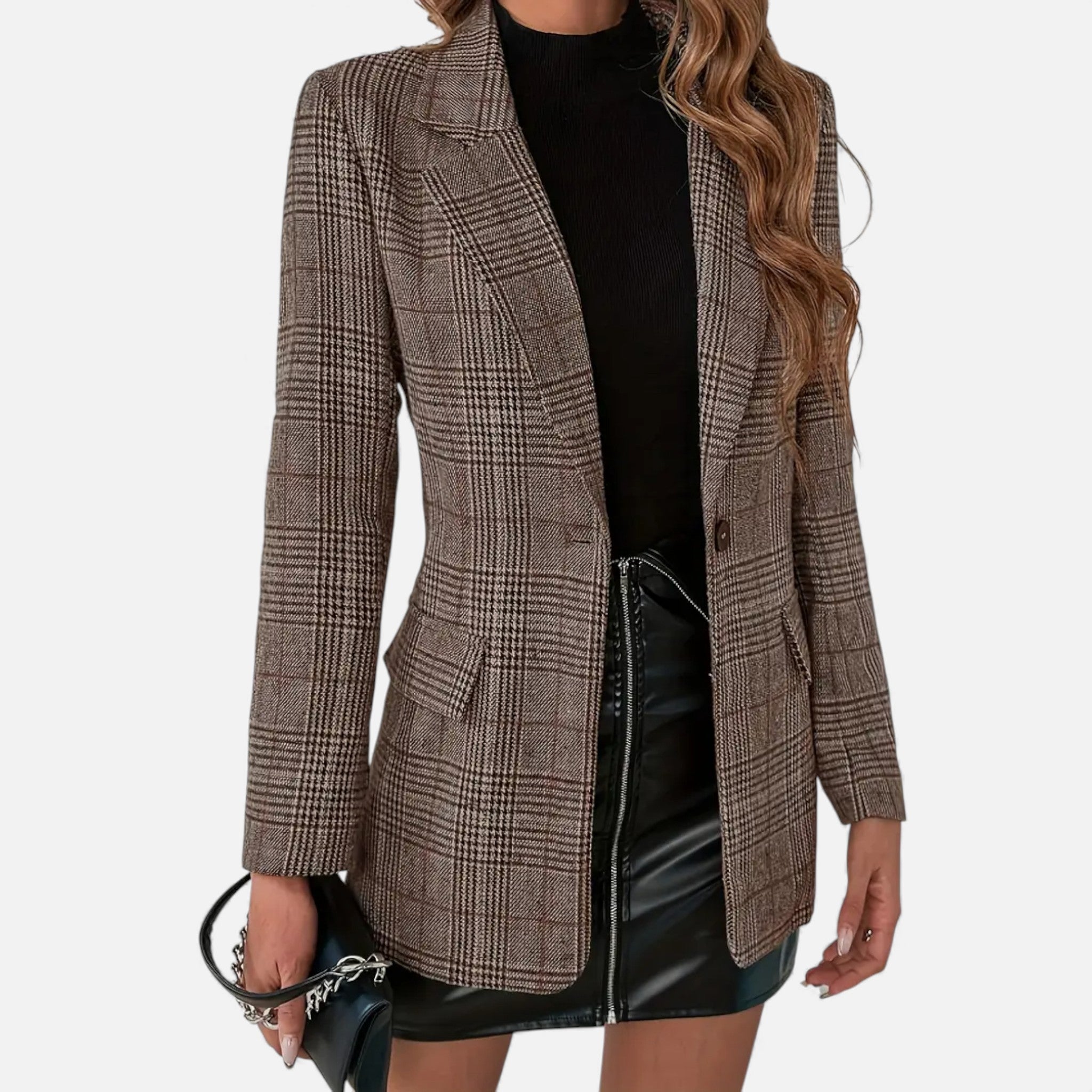 Dorvelli | Women’s Plaid Lapel Blazer – Elegant Workwear Essential