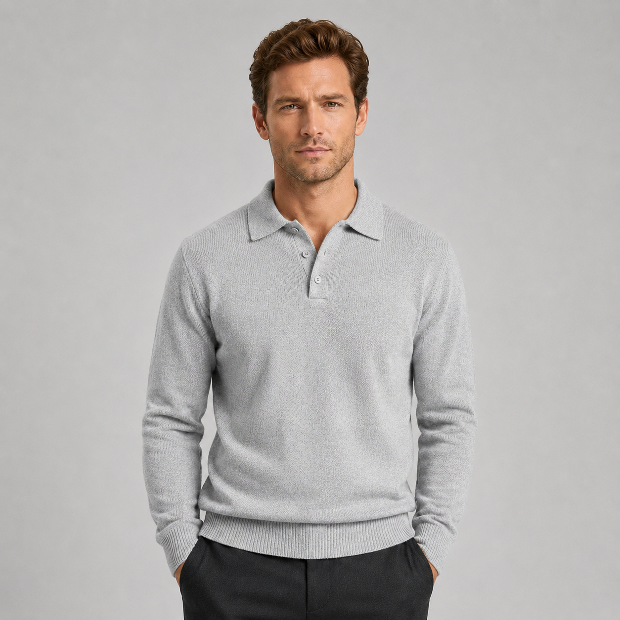 Men’s Knit Polo Jumper