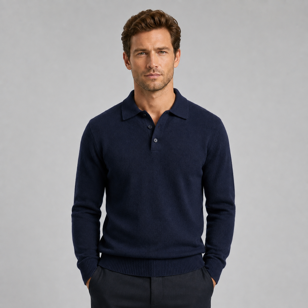 Men’s Knit Polo Jumper