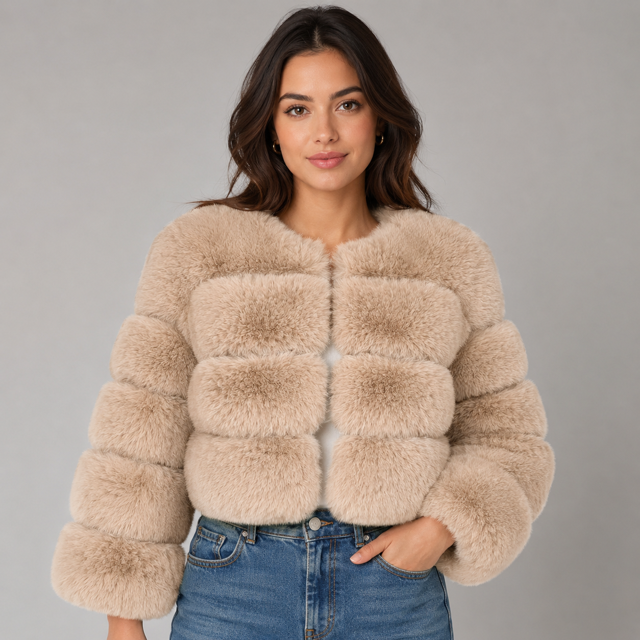 Women's Cropped Plush Jacket