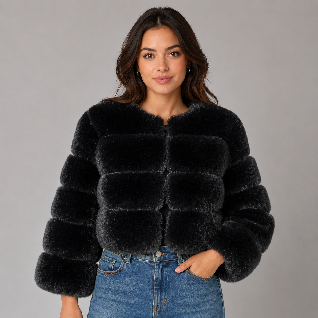 Women's Cropped Plush Jacket