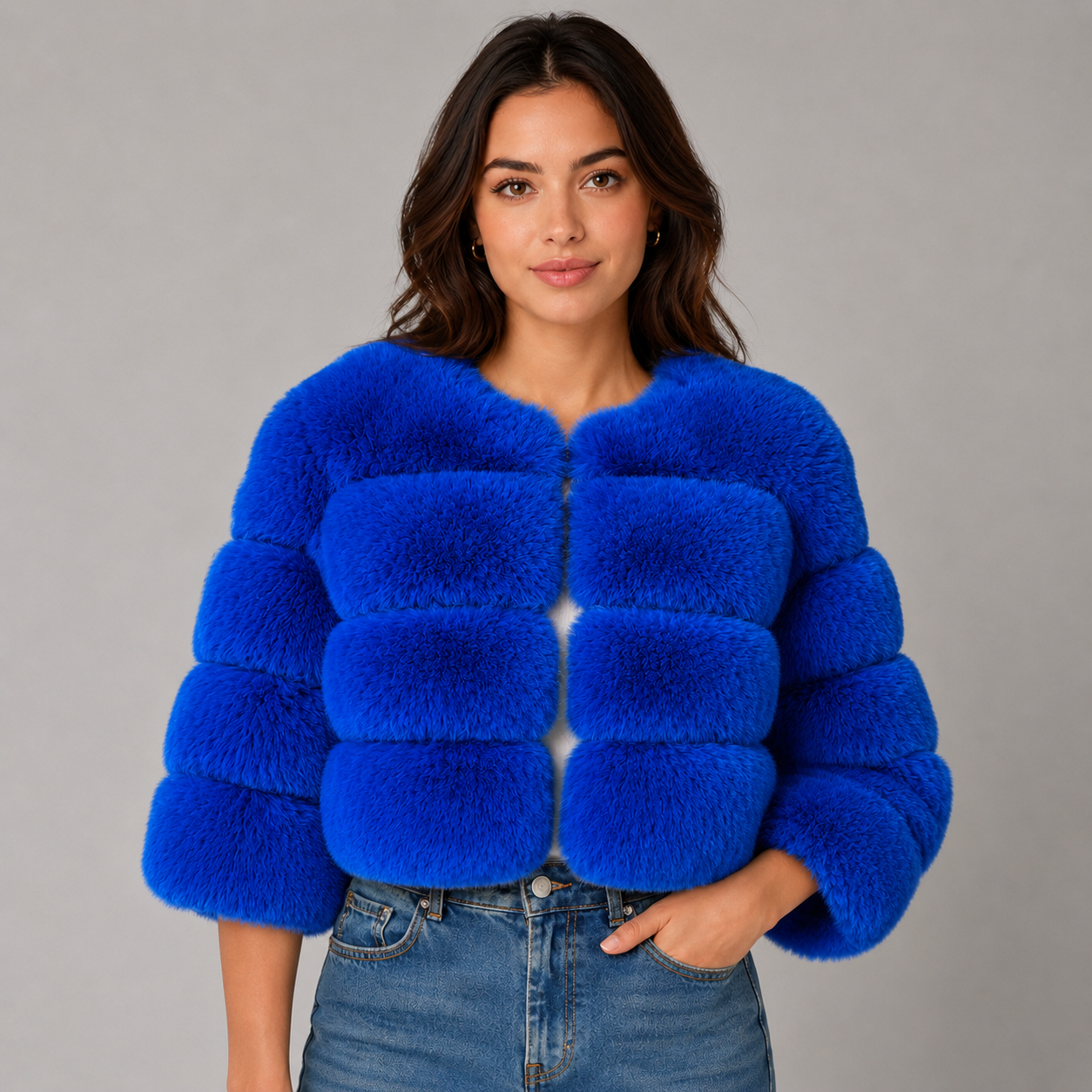 Women's Cropped Plush Jacket