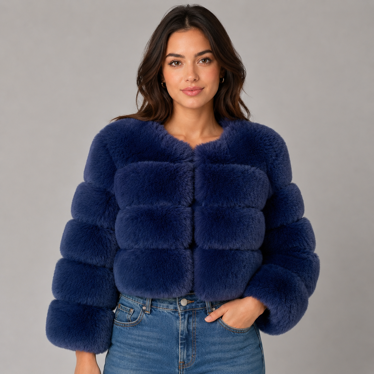 Women's Cropped Plush Jacket