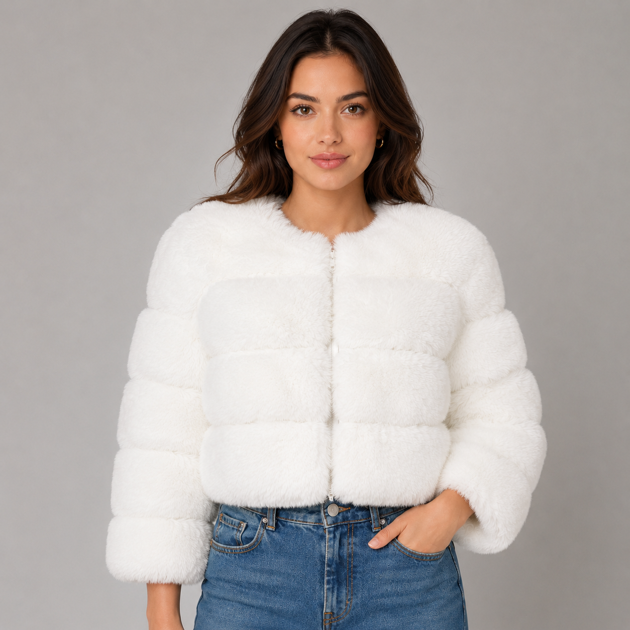 Women's Cropped Plush Jacket