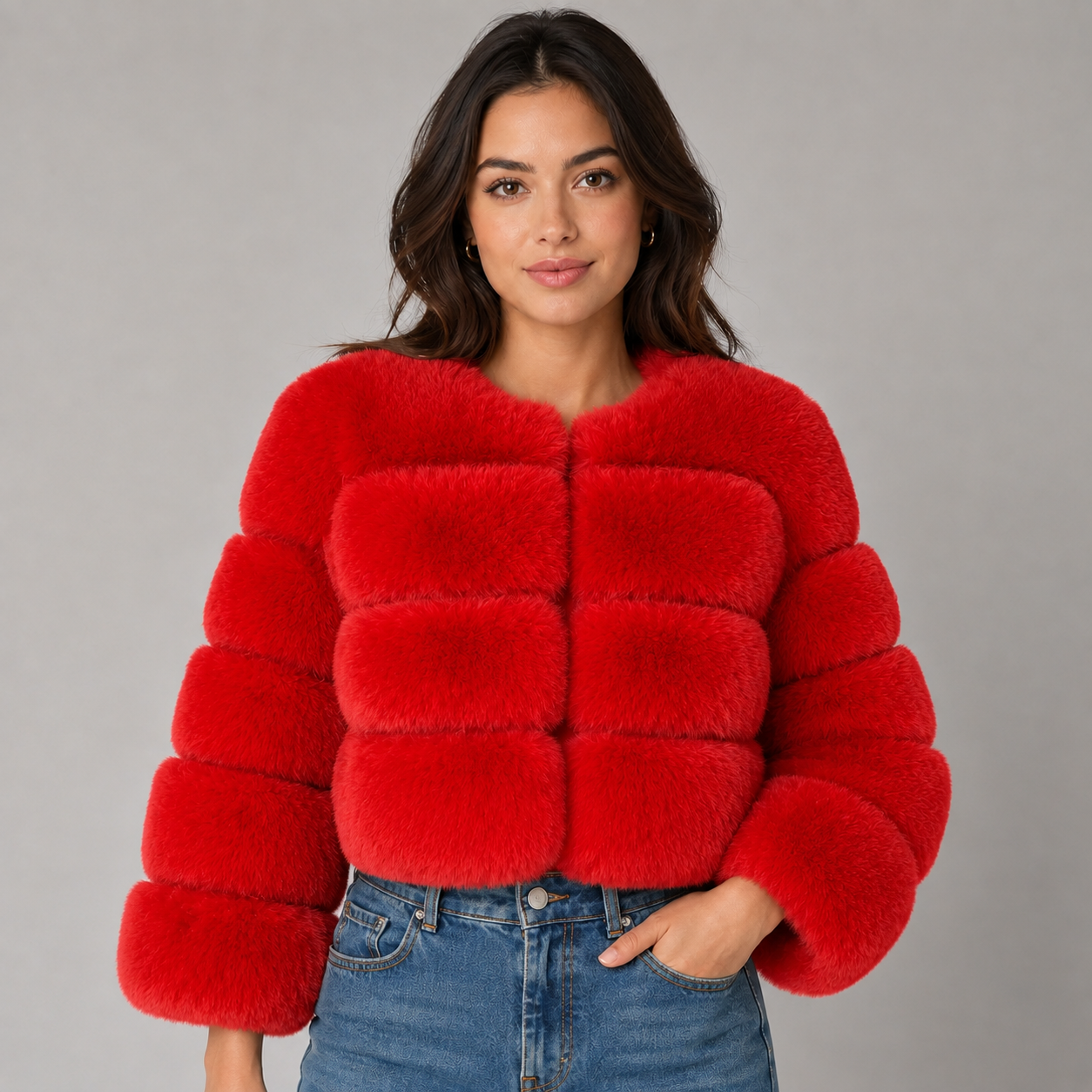 Women's Cropped Plush Jacket