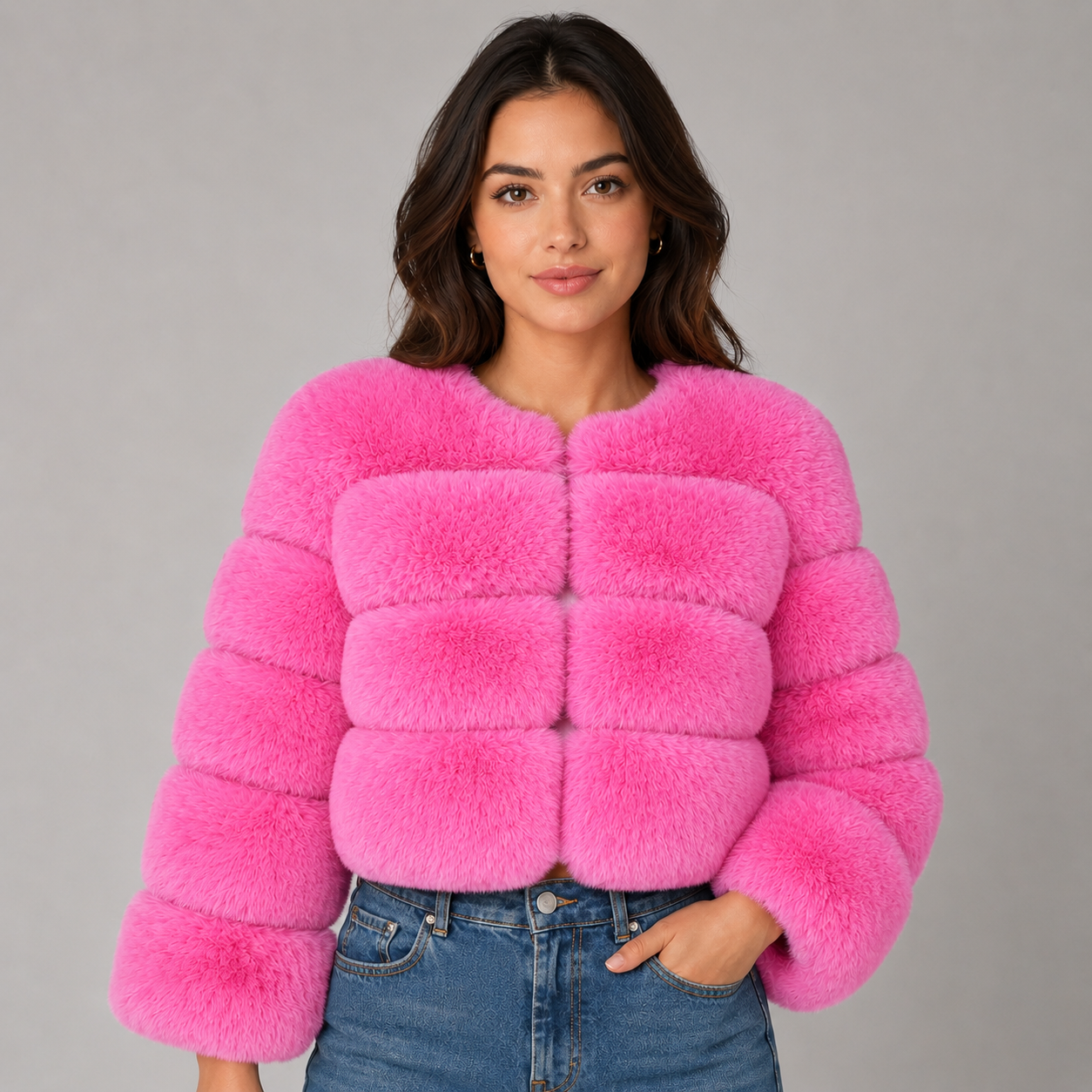 Women's Cropped Plush Jacket
