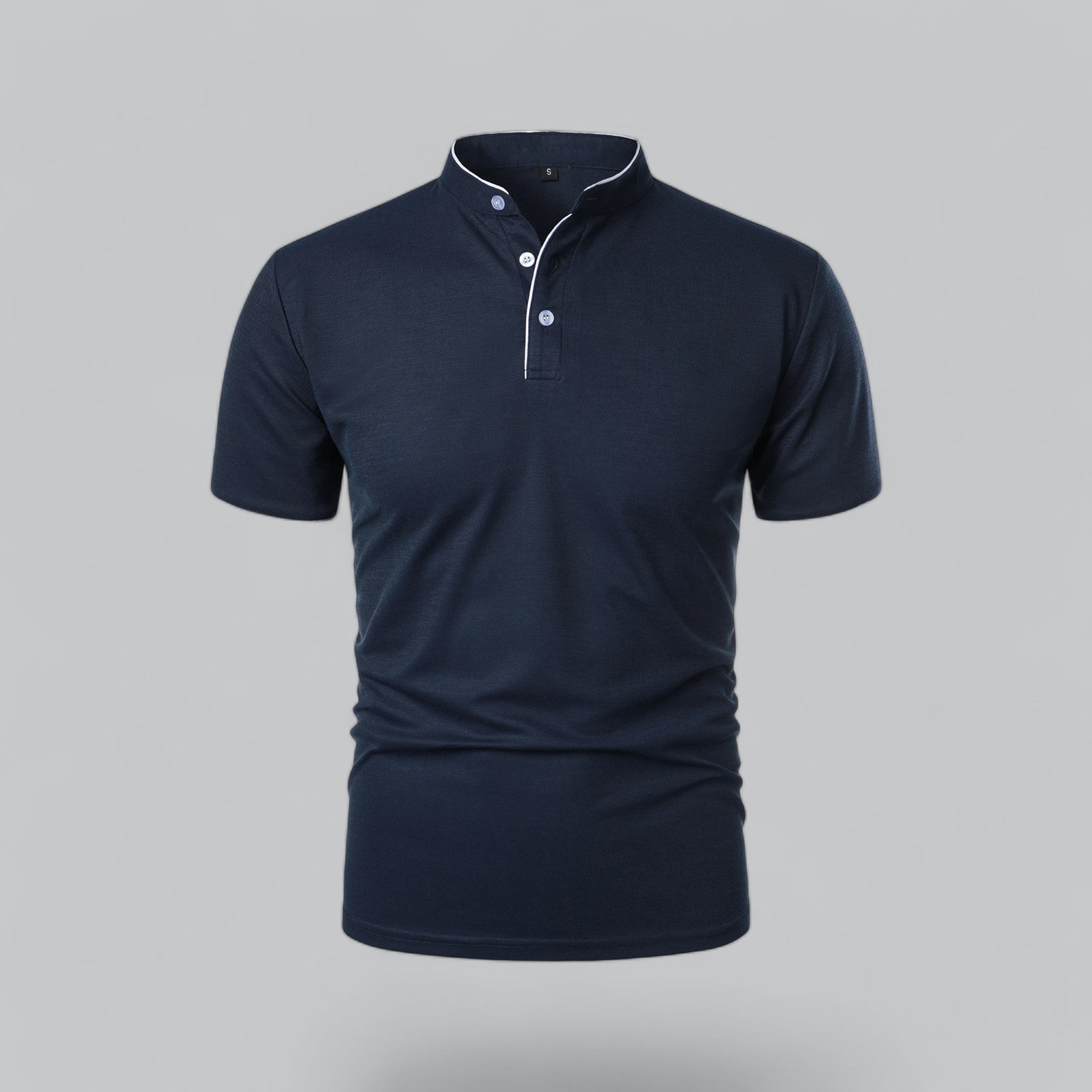 Dorvelli | Men's Collarless Polo Shirt – Mandarin Collar Smart Casual