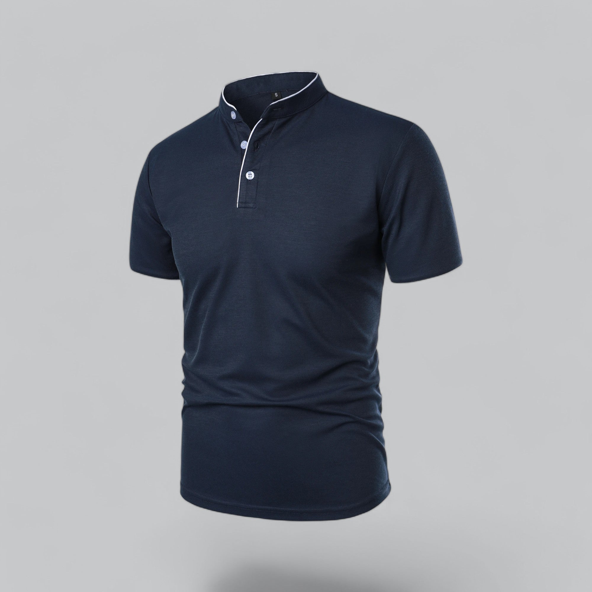 Dorvelli | Men's Collarless Polo Shirt – Mandarin Collar Smart Casual