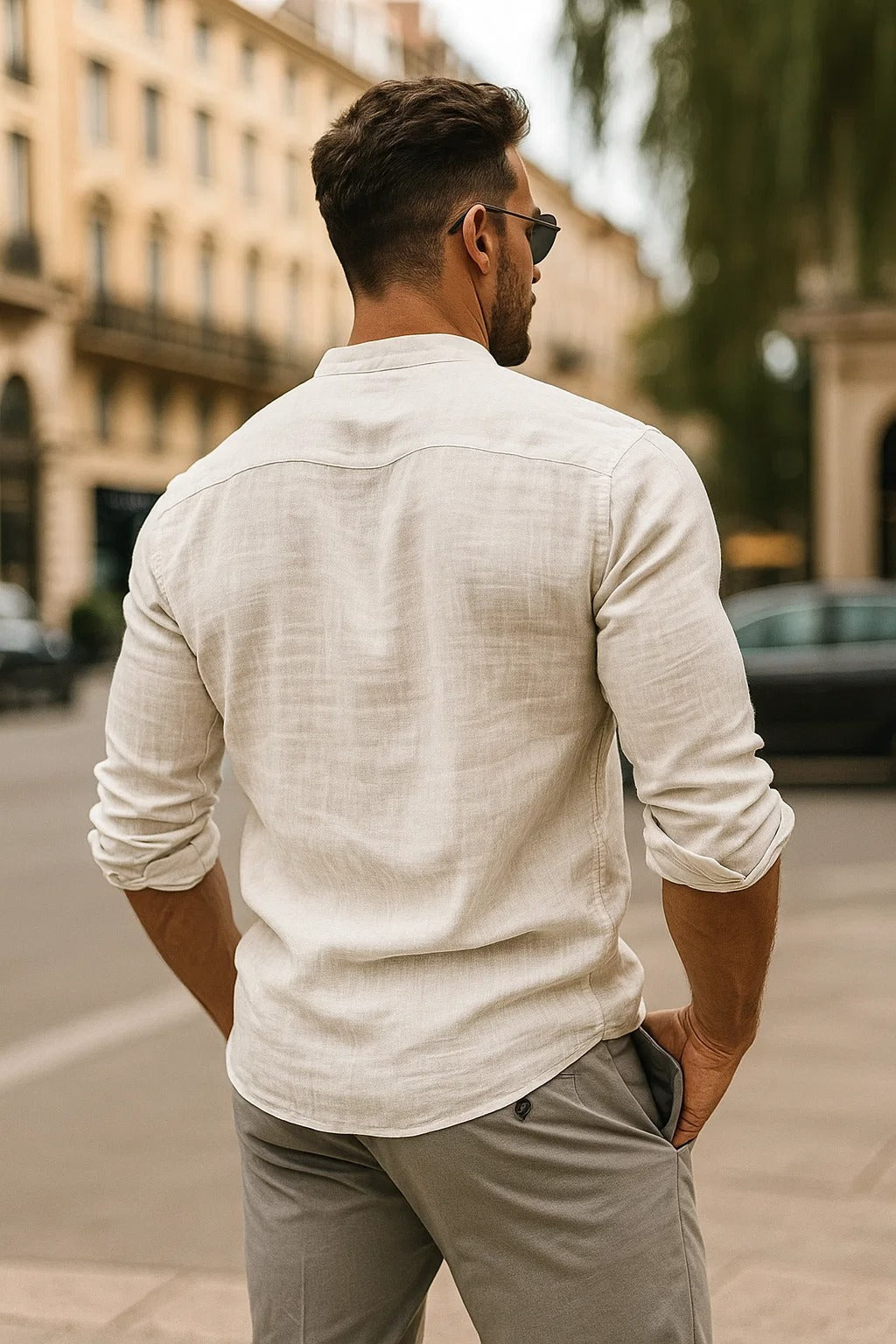 Dorvelli | Men's Shirt – Mandarin Collar Relaxed Fit Everyday