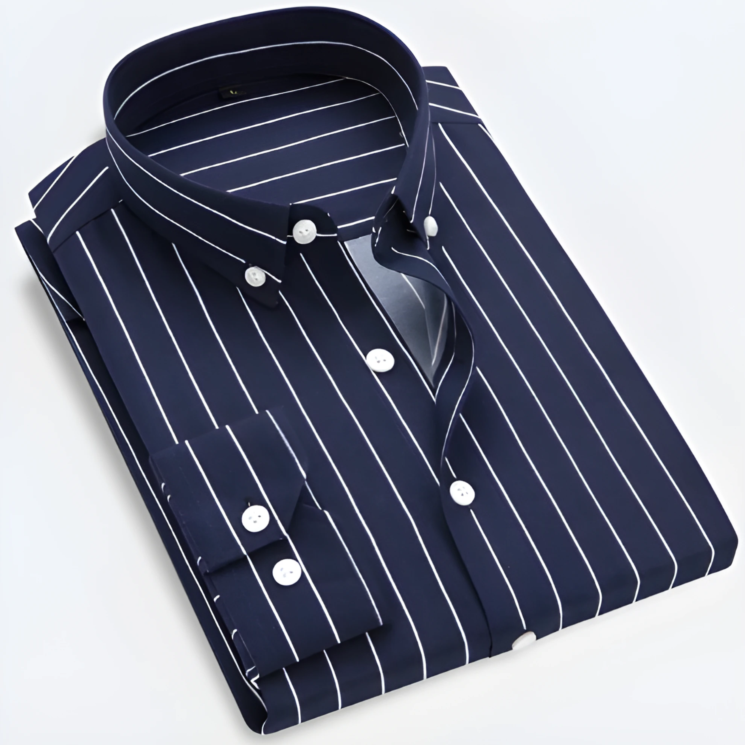 Dorvelli | Men's Striped Long-Sleeve Shirt – Vertical Stripe Smart Casual