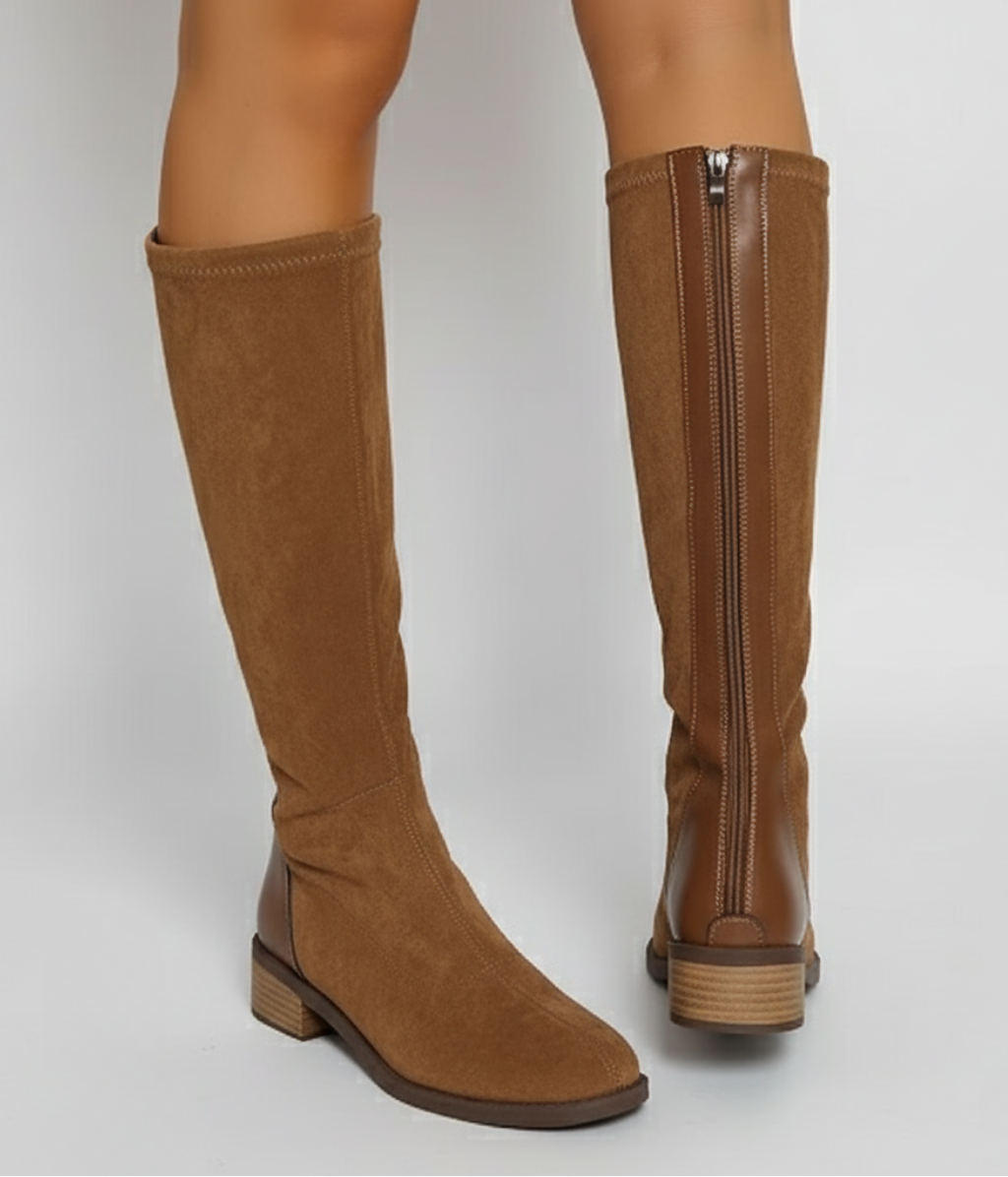 Dorvelli | Women's Knee-High Boots – Block Heel Side Zip