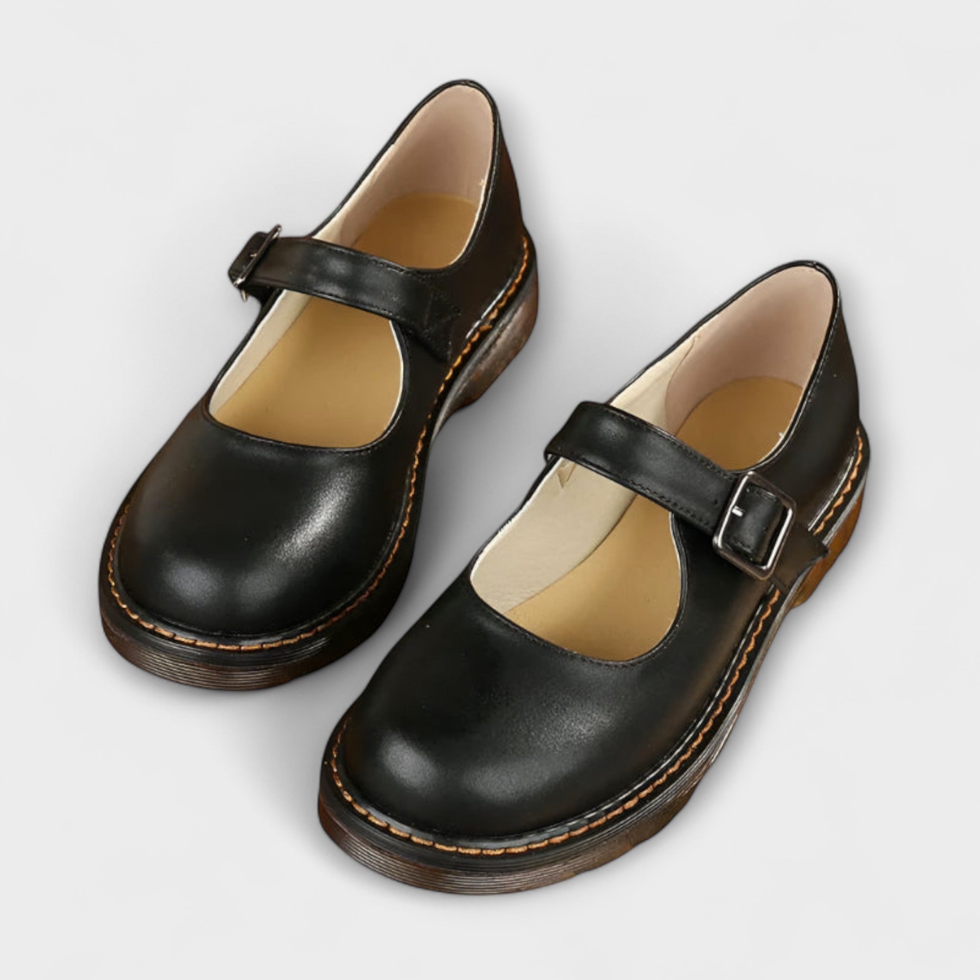 Dorvelli | Women's Mary Jane Shoes – Buckle Strap Round Toe Flats