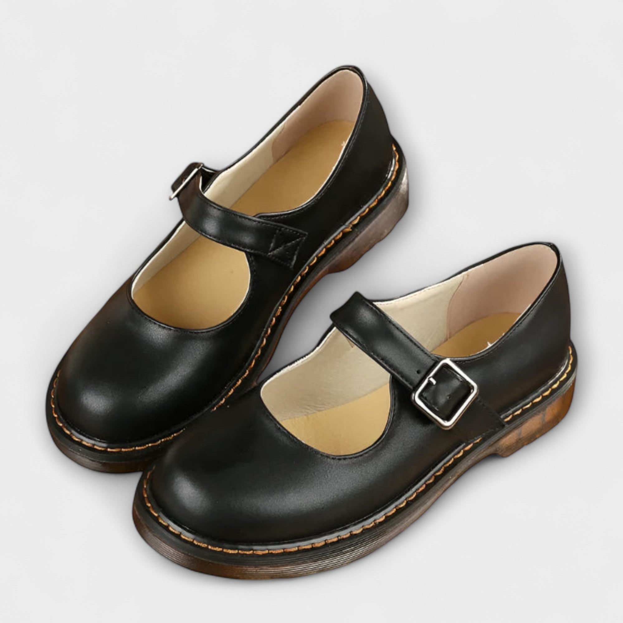 Dorvelli | Women's Mary Jane Shoes – Buckle Strap Round Toe Flats