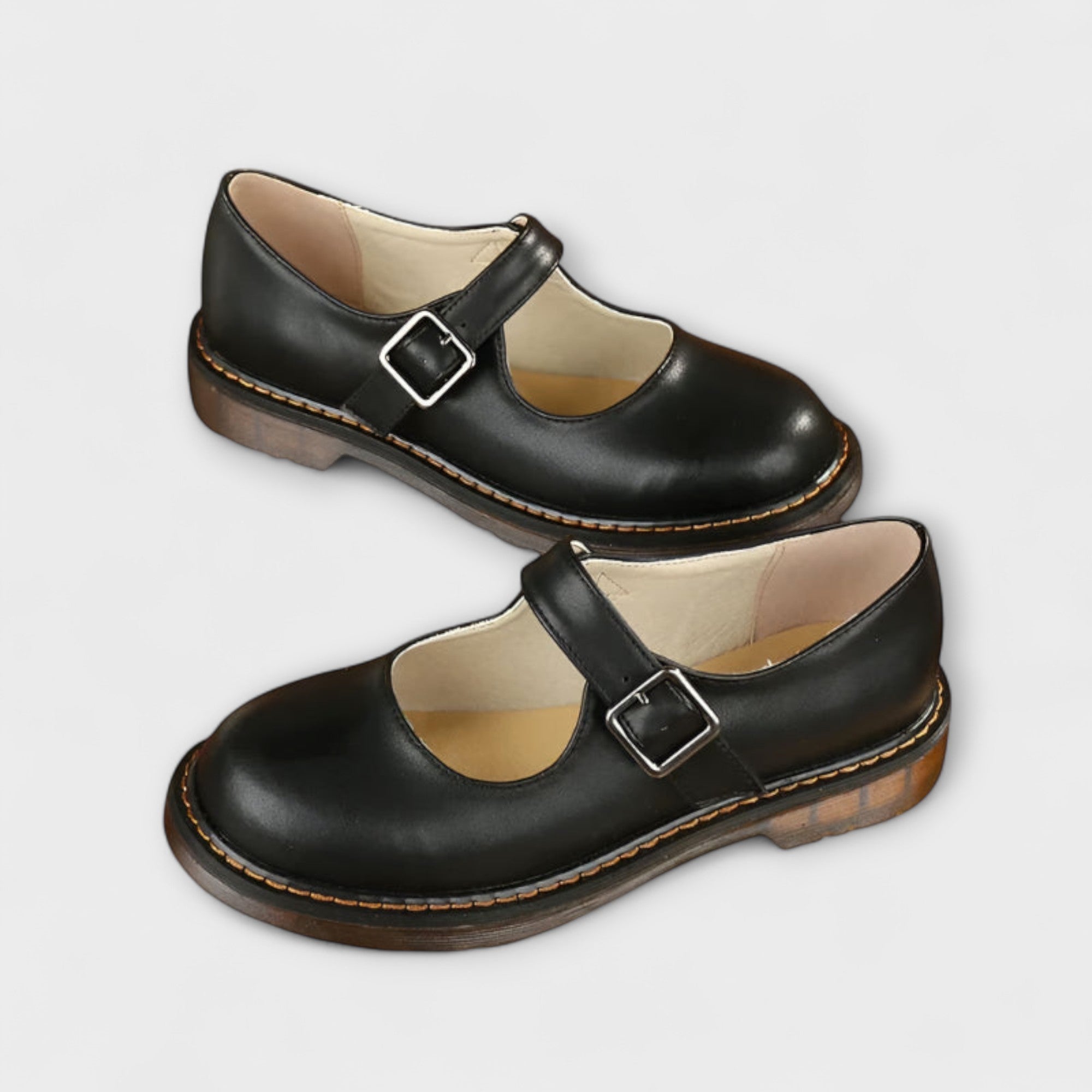 Dorvelli | Women's Mary Jane Shoes – Buckle Strap Round Toe Flats