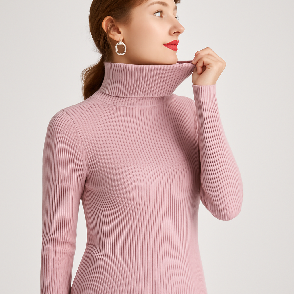 Dorvelli | Women's Ribbed Turtleneck Jumper – Slim Fit Knit Warmth