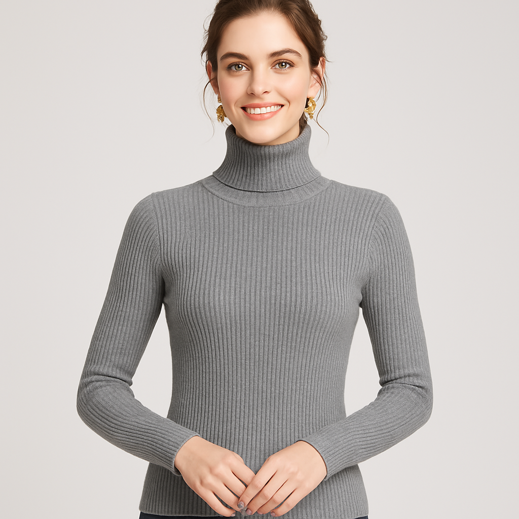 Dorvelli | Women's Ribbed Turtleneck Jumper – Slim Fit Knit Warmth