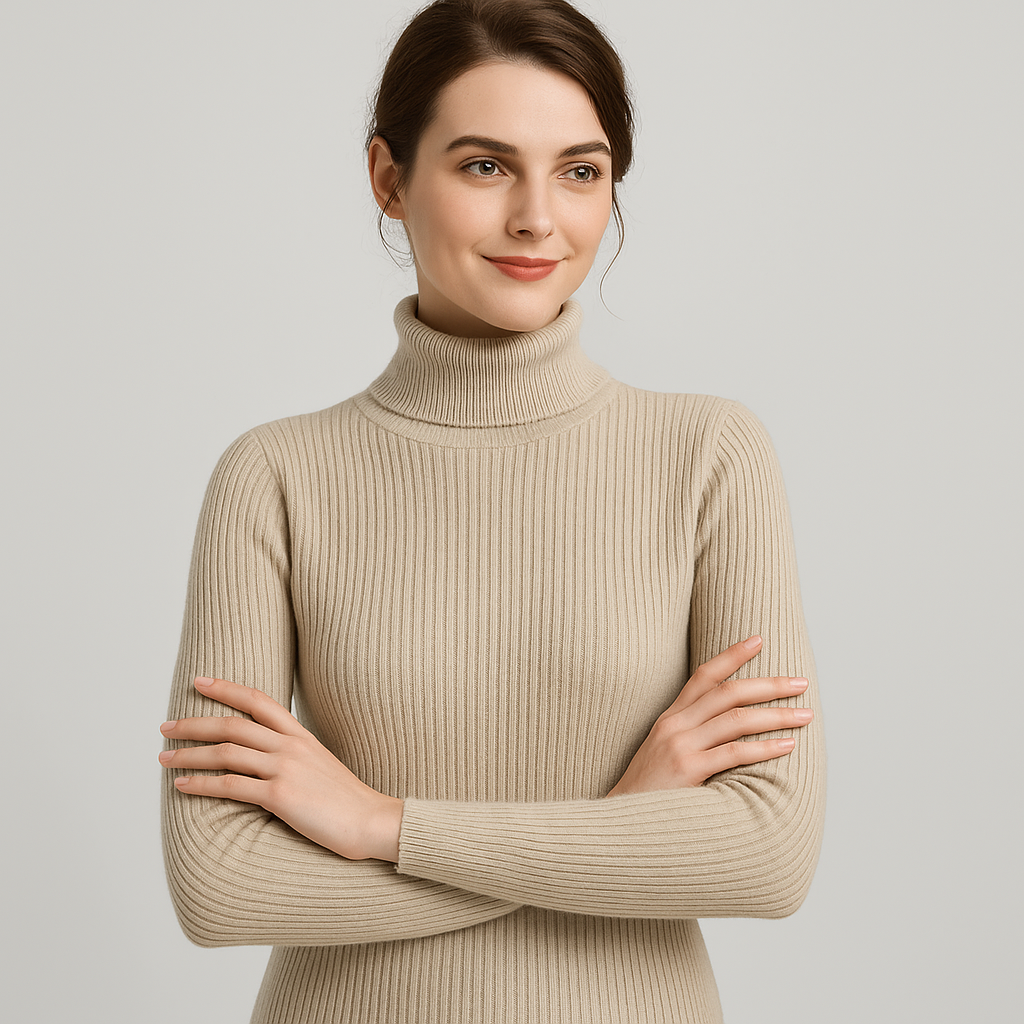 Dorvelli | Women's Ribbed Turtleneck Jumper – Slim Fit Knit Warmth