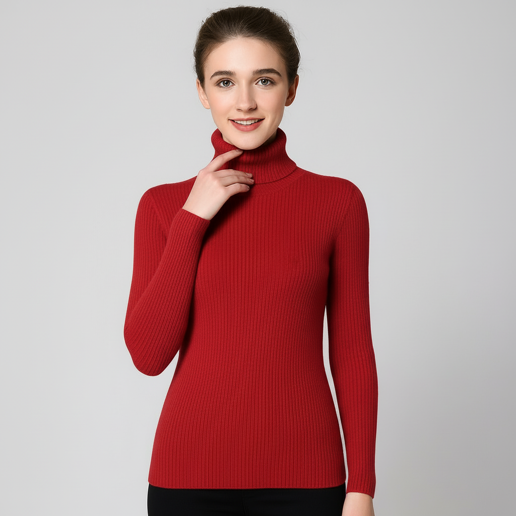 Dorvelli | Women's Ribbed Turtleneck Jumper – Slim Fit Knit Warmth