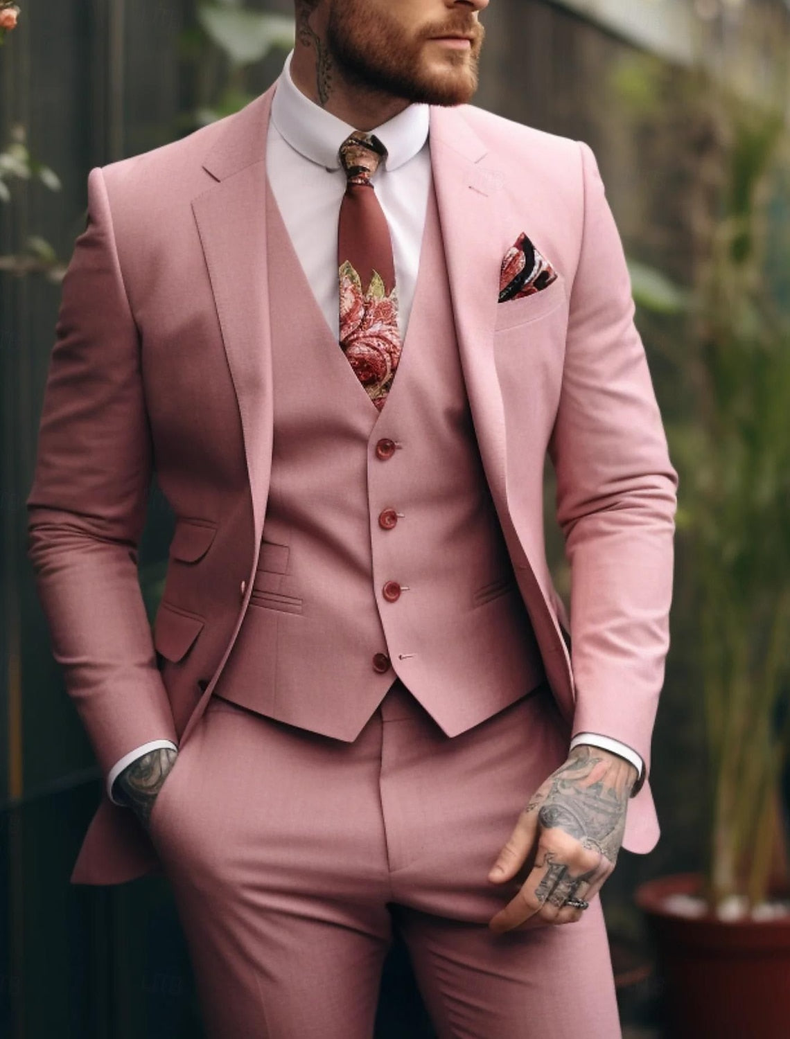 Dorvelli | Men's 3-Piece Suit One-Button Wedding Suit