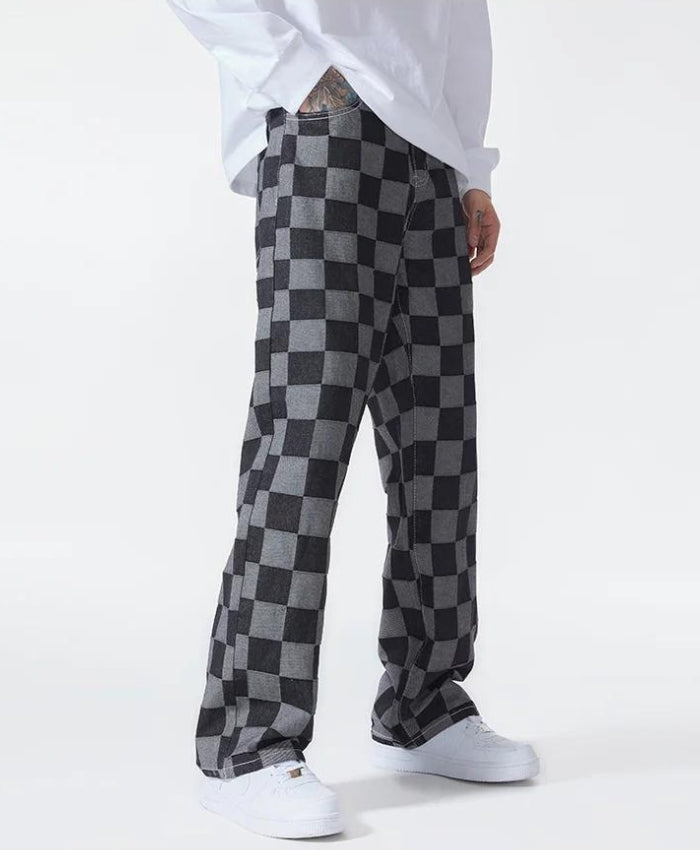 Dorvelli | Men's Black Checkered Men’s Pants