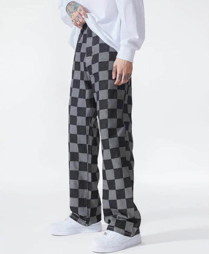 Dorvelli | Men's Black Checkered Men’s Pants
