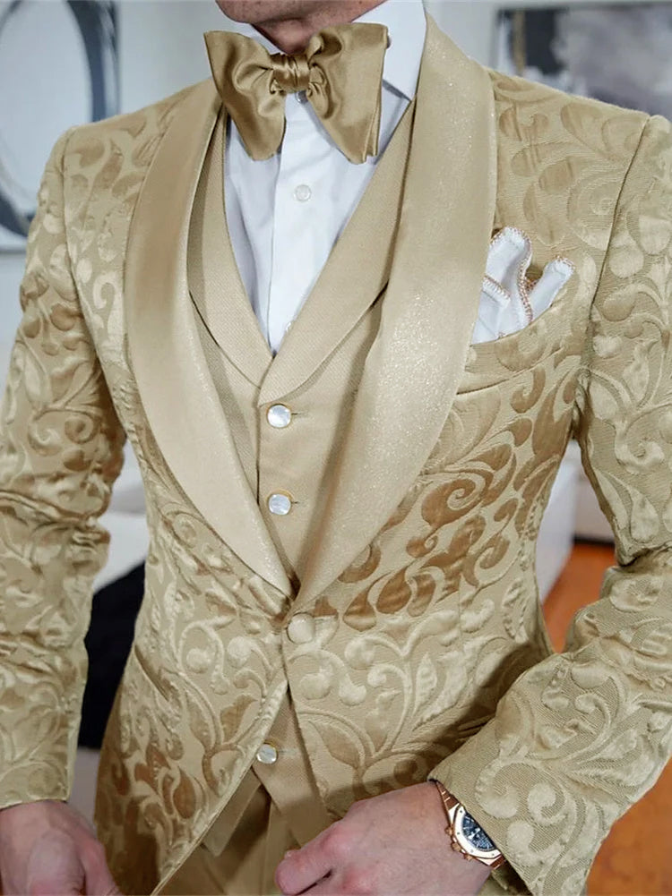 Dorvelli | Men's Formal Gold 3-Piece Suit