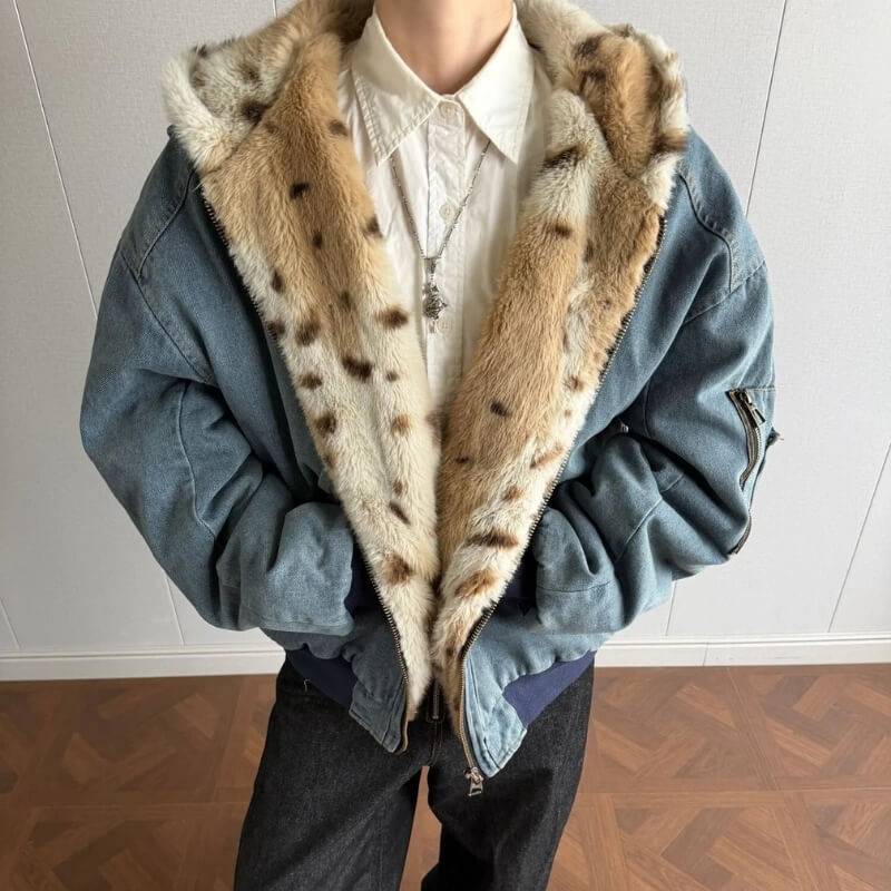 Dorvelli | Men’s Hooded Fur-Lined Denim Jacket