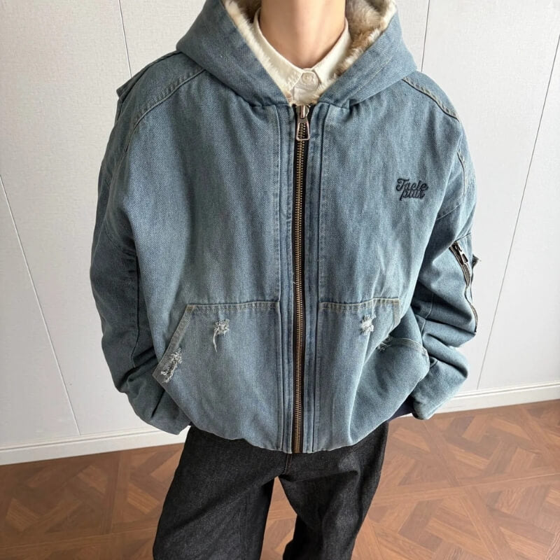Dorvelli | Men’s Hooded Fur-Lined Denim Jacket