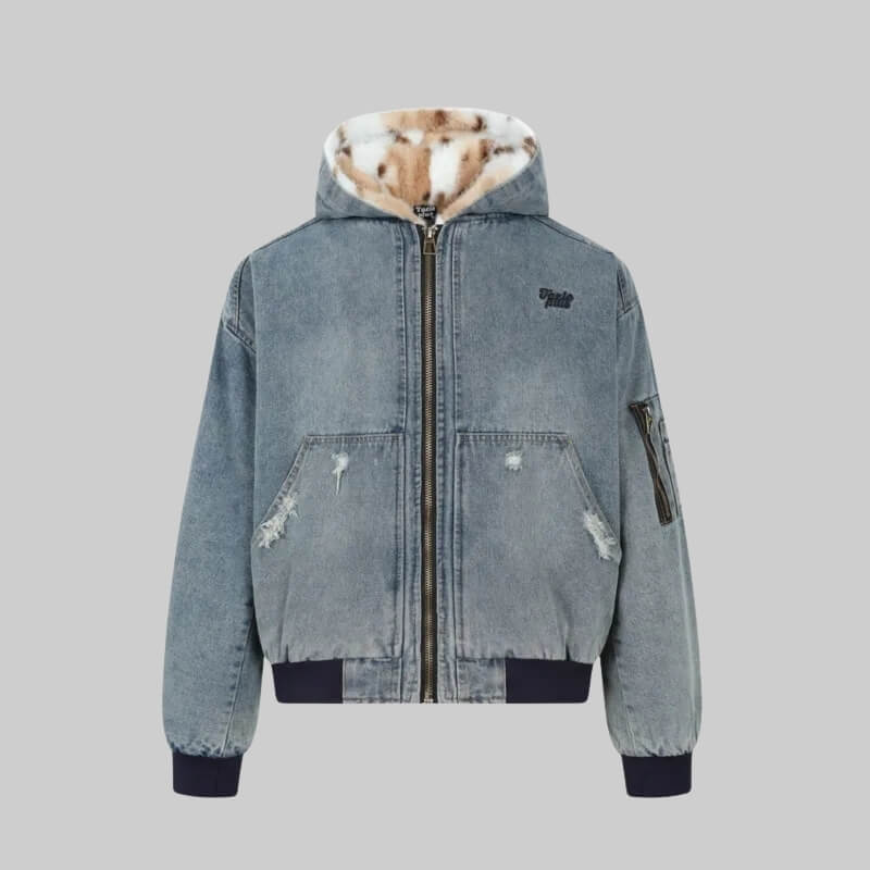 Dorvelli | Men’s Hooded Fur-Lined Denim Jacket