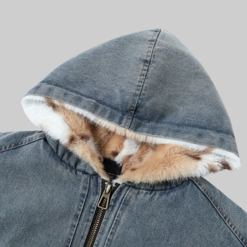 Dorvelli | Men’s Hooded Fur-Lined Denim Jacket