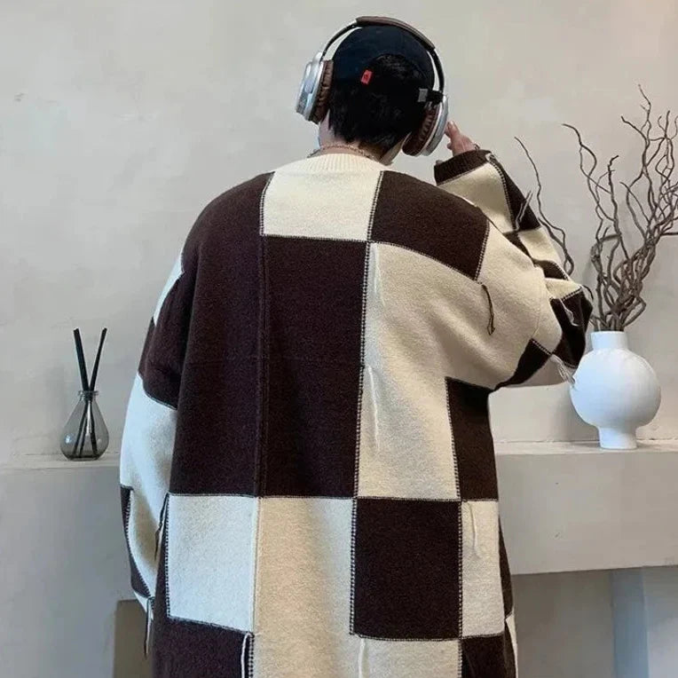 Dorvelli | Men's Oversized Checkered Sweater