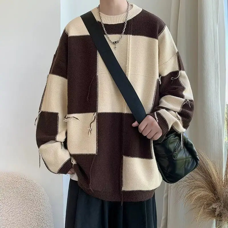 Dorvelli | Men's Oversized Checkered Sweater