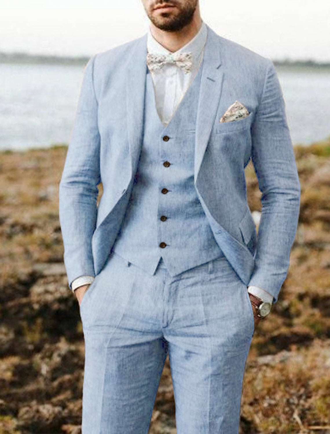 Dorvelli | Men's Two-Button Linen Suit