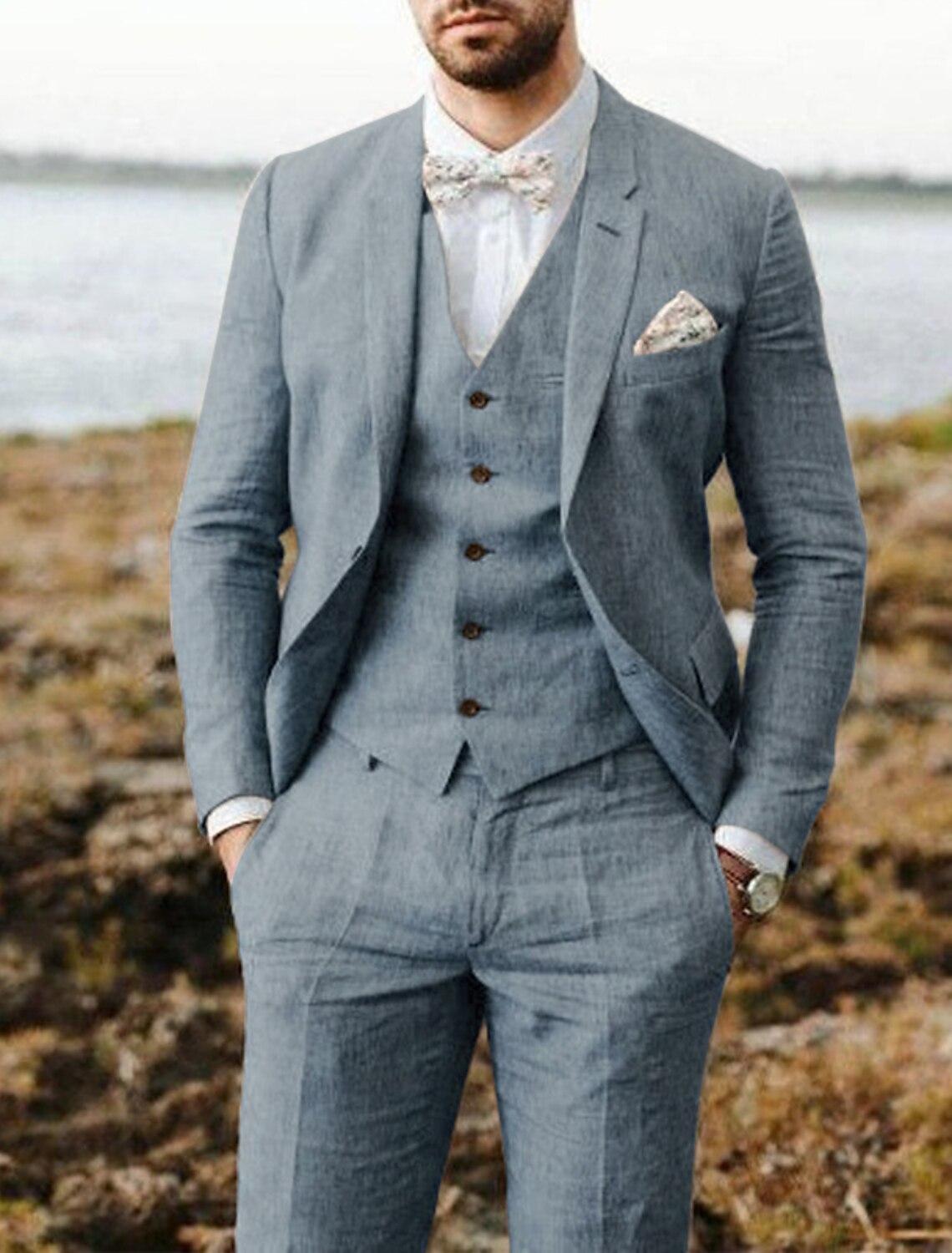 Dorvelli | Men's Two-Button Linen Suit
