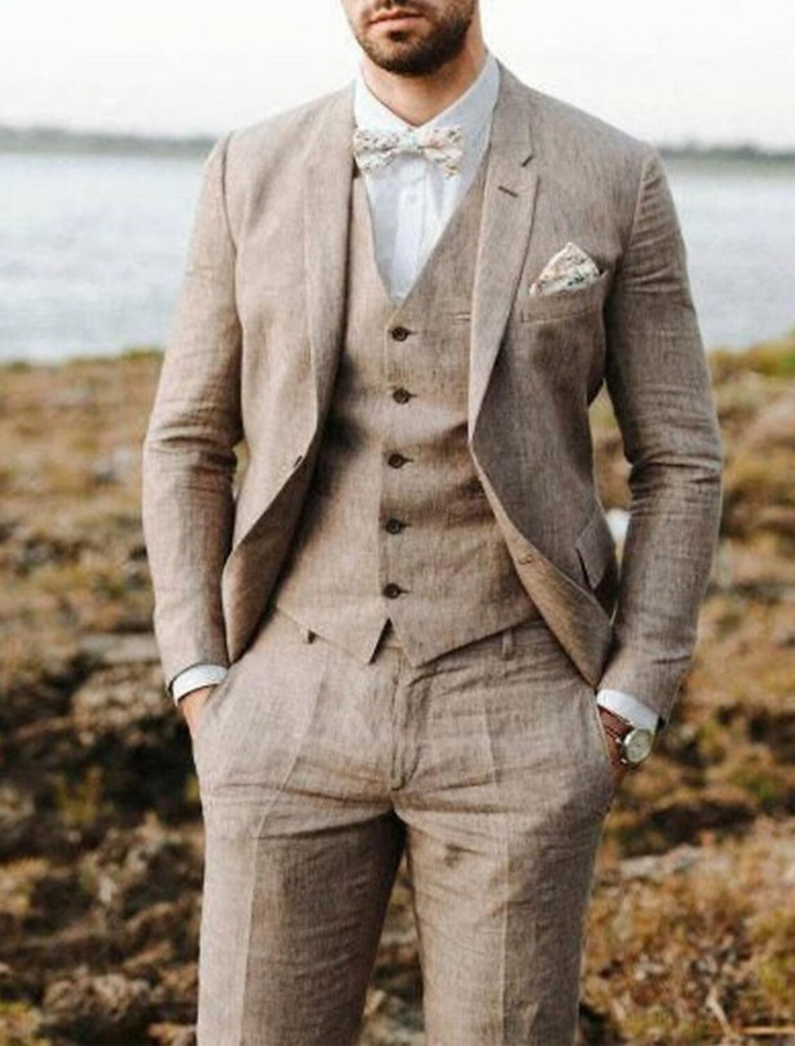 Dorvelli | Men's Two-Button Linen Suit