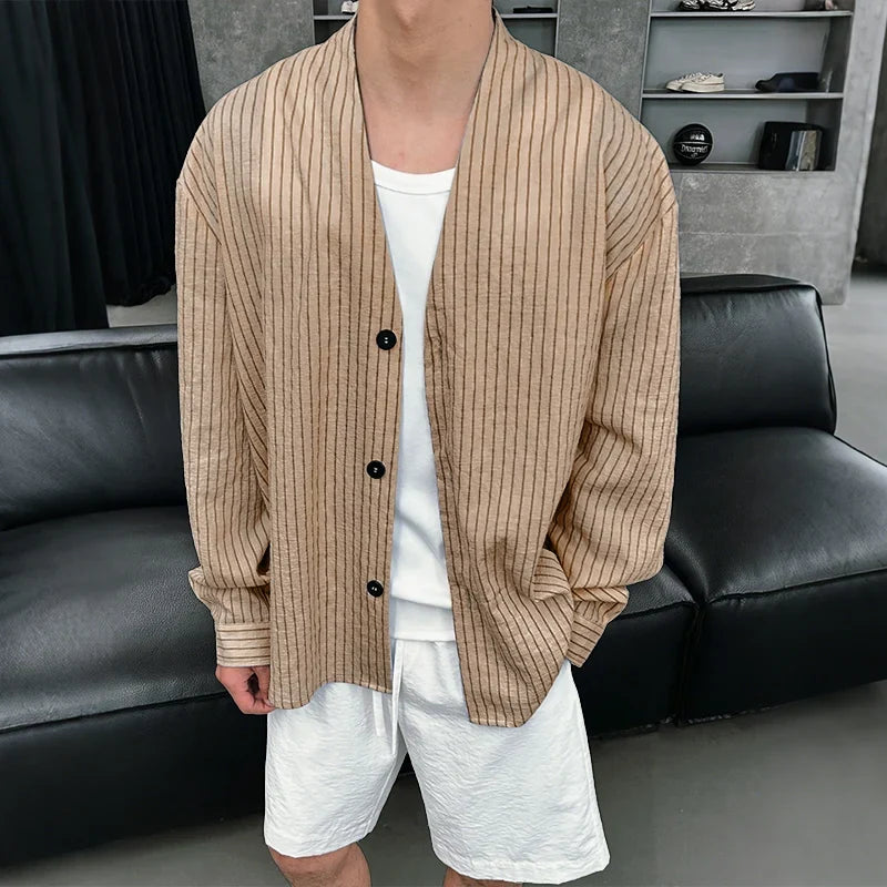 Dorvelli | Men’s V Neck Striped Shirt