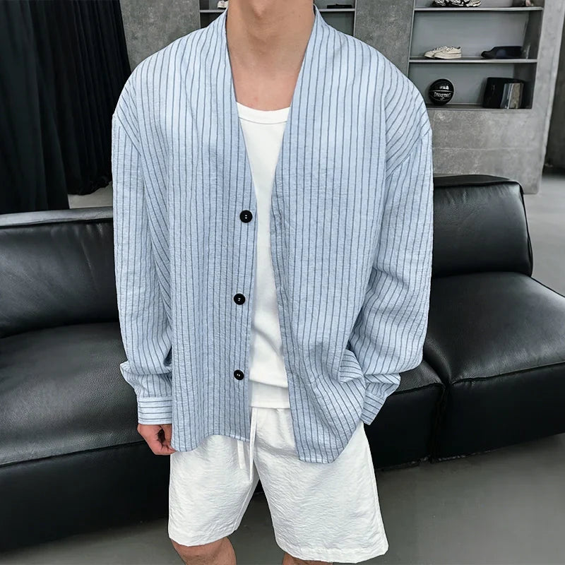 Dorvelli | Men’s V Neck Striped Shirt