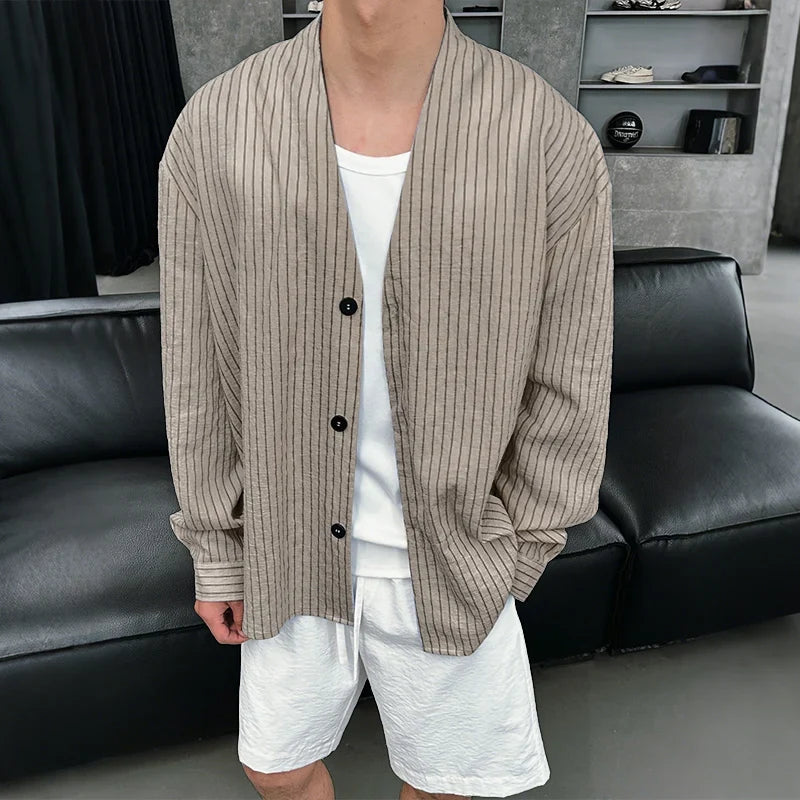 Dorvelli | Men’s V Neck Striped Shirt