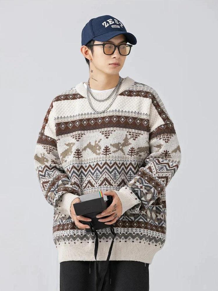 Dorvelli | Men’s Zigzag Rabbit Knit Sweater