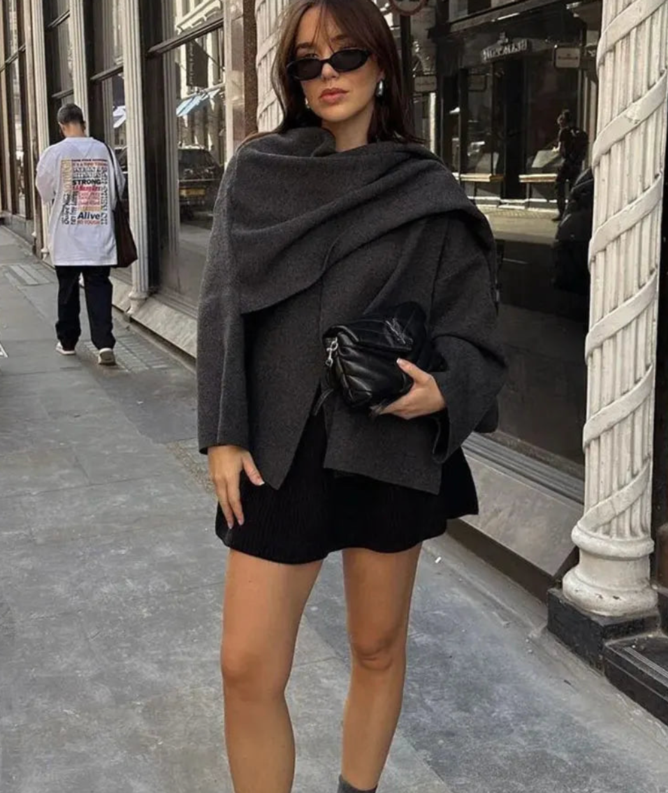 Dorvelli | Women’s Asymmetrical Scarf Oversized Coat