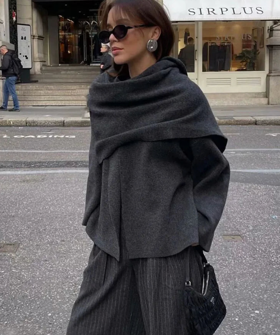 Dorvelli | Women’s Asymmetrical Scarf Oversized Coat