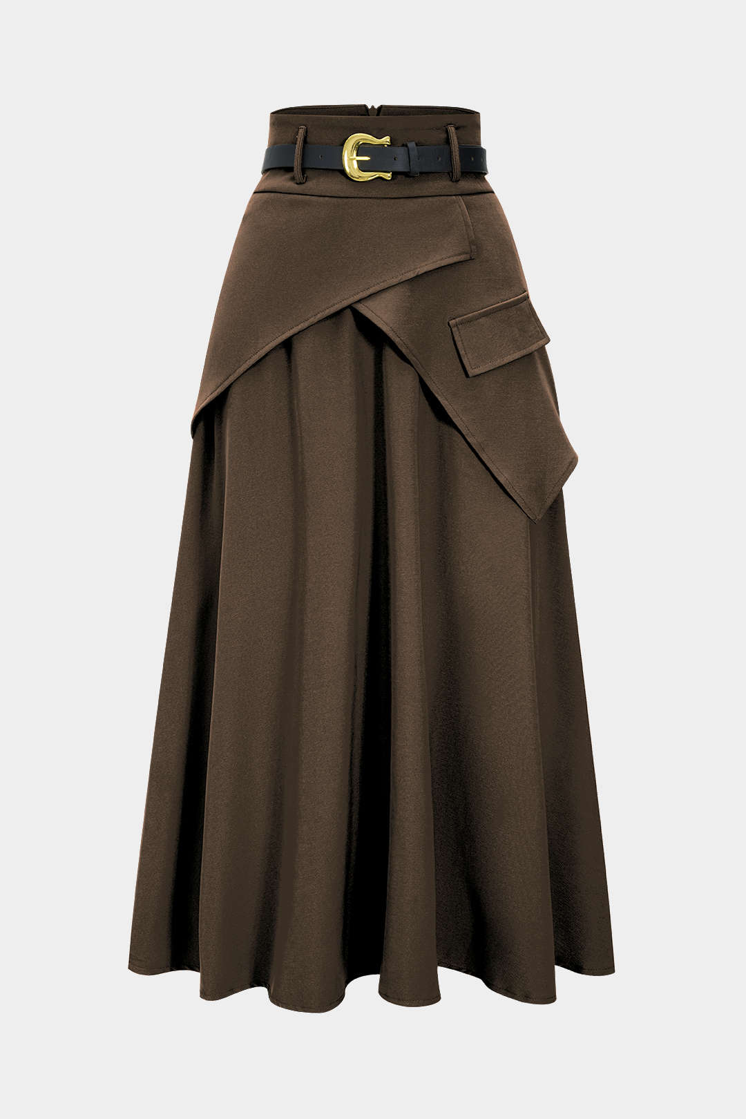 Dorvelli | Women's Belted Asymmetrical High Waist Skirt