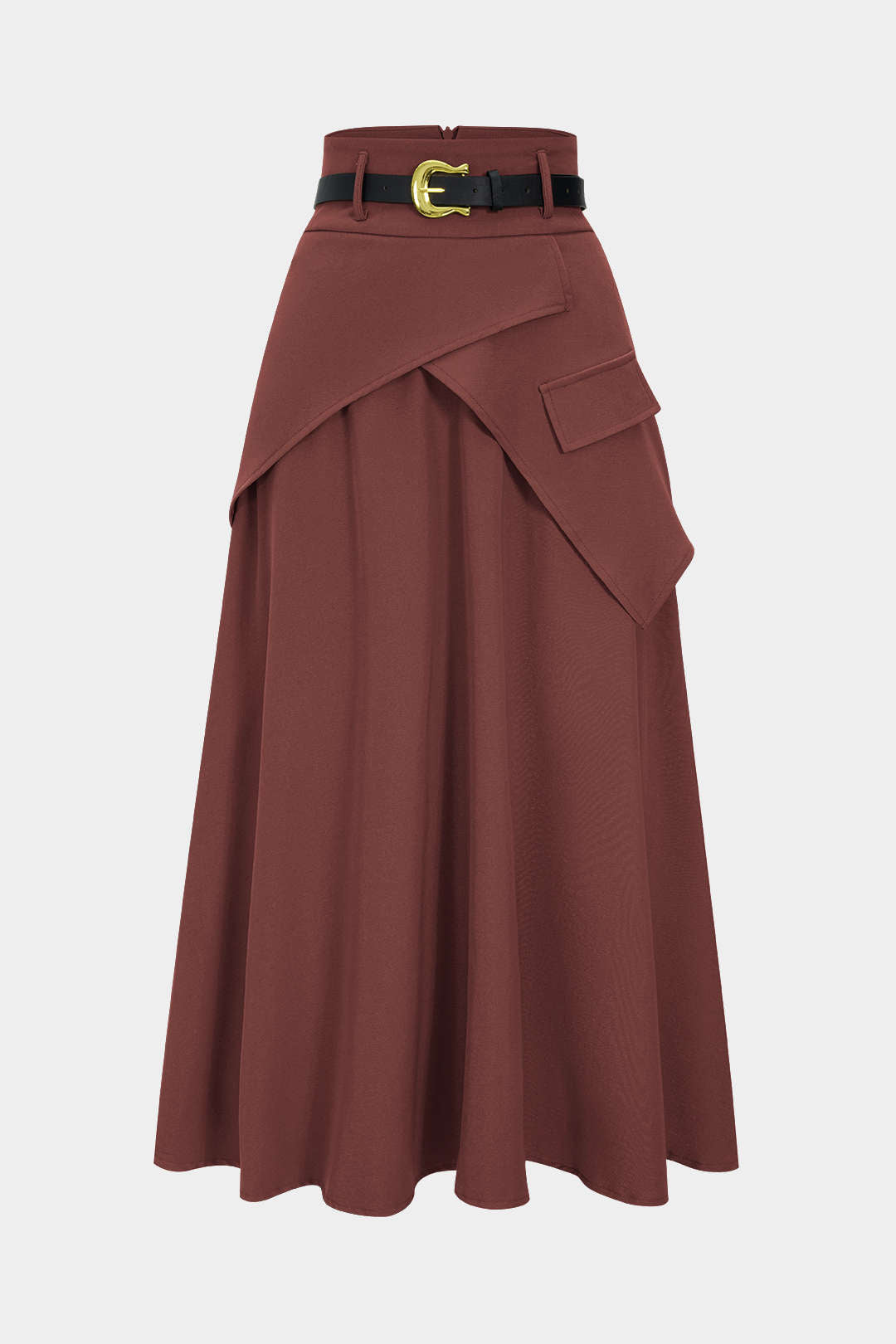 Dorvelli | Women's Belted Asymmetrical High Waist Skirt