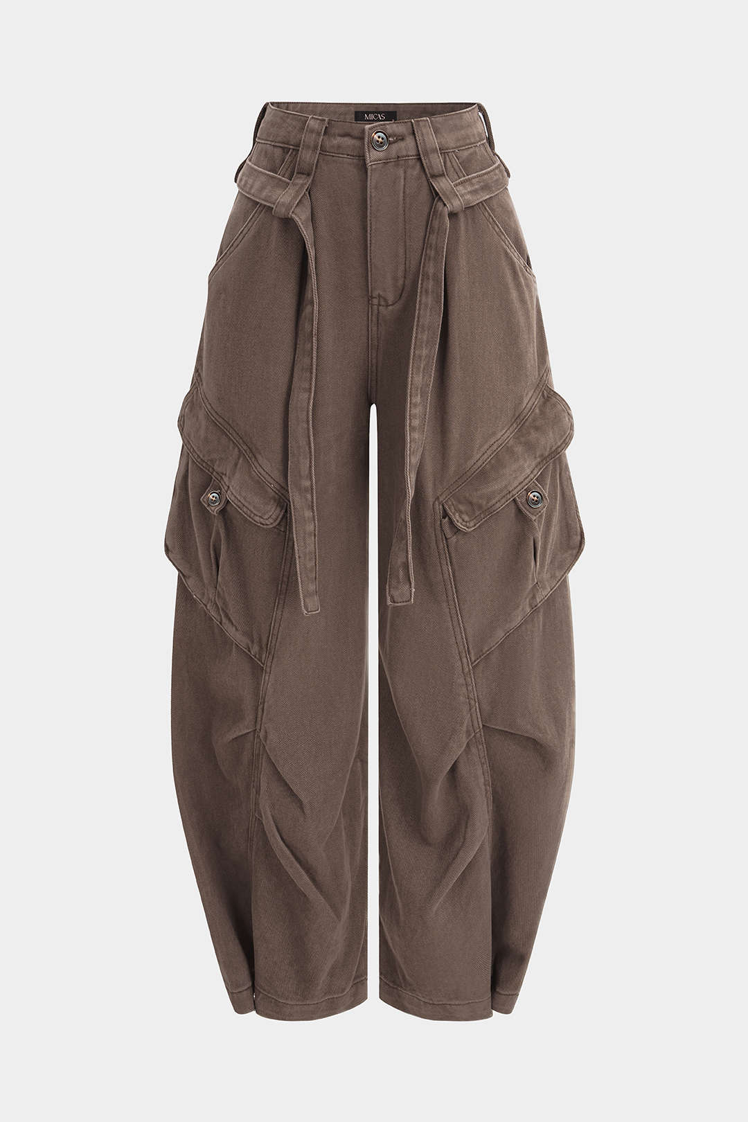 Dorvelli | Women's Belted Pocket Wide Leg Jeans