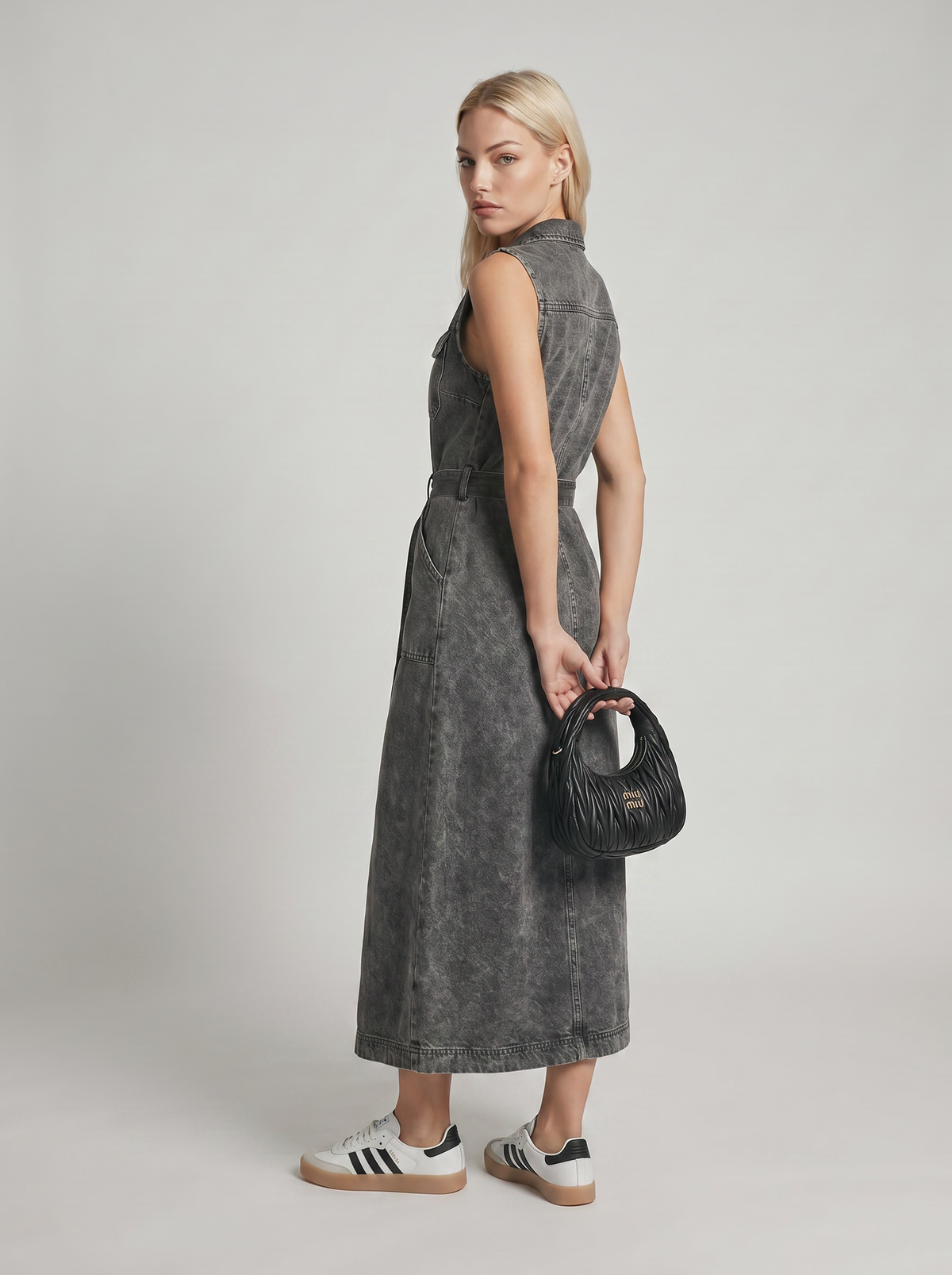 Dorvelli | Women's Denim Maxi Dress in Vintage Grey