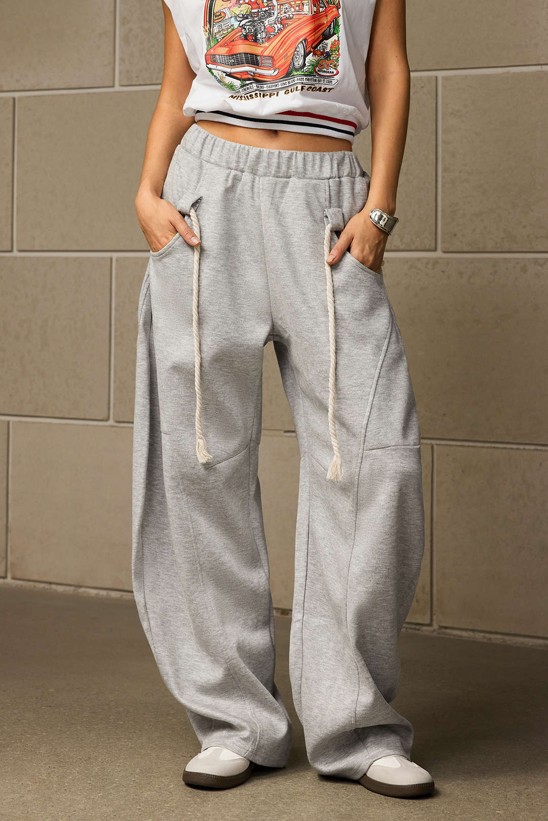 Dorvelli | Women's Drawstring Casual Wide Leg Pants