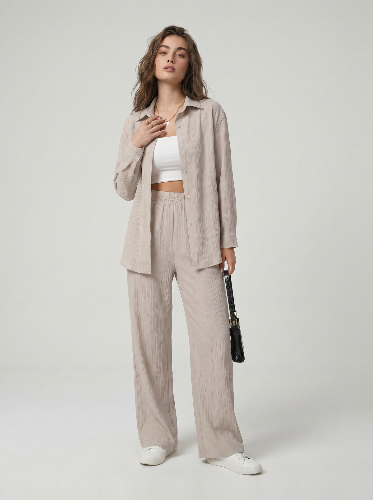 Dorvelli | Women’s High Waist Crinkle Two-Piece Set