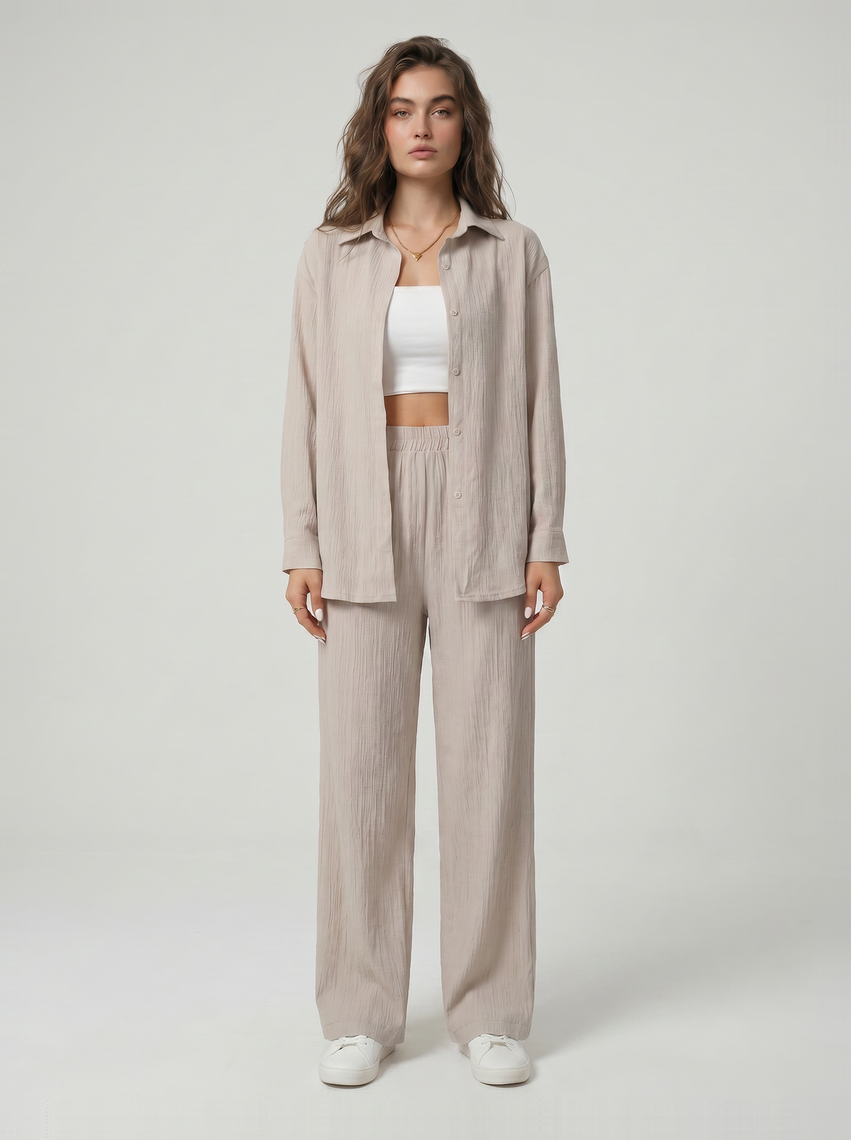 Dorvelli | Women’s High Waist Crinkle Two-Piece Set